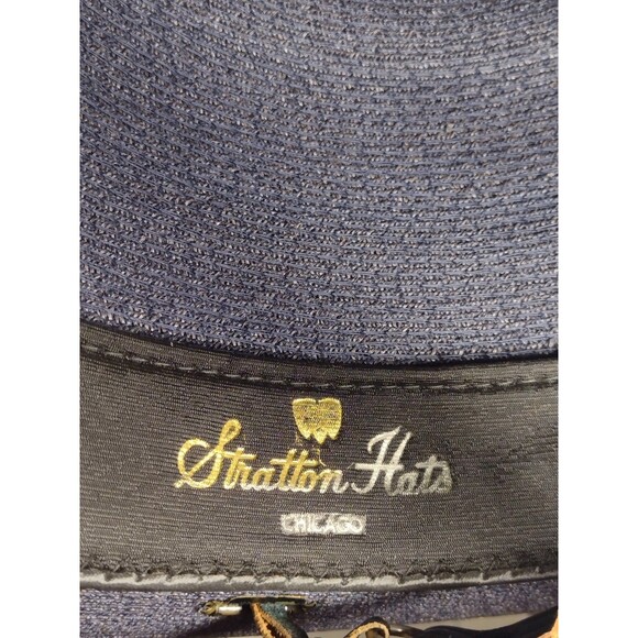 Vtg Stratton Hat Size 7 Deputy Uniform F42 Chicago USA Blue Gold Straw - Picture 8 of 16